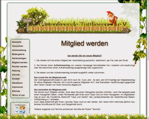 Seite der Mitgliederanmeldung Anmeldung