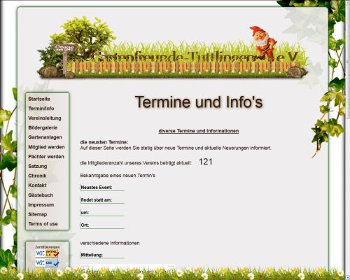Screen der Termineseite Termine
